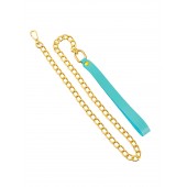 Голубой кожаный поводок с карабином для ошейника - 80 см. - Pecado - купить с доставкой в Вологде