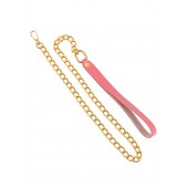 Розовый кожаный поводок с карабином для ошейника - 80 см. - Pecado - купить с доставкой в Вологде