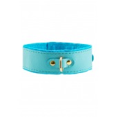 Голубой двуслойный кожаный ошейник с подкладкой из фетра - Pecado - купить с доставкой в Вологде