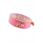 Розовый кожаный однослойный ошейник с прошивкой - Pecado - купить с доставкой в Вологде