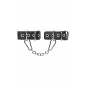 Черные кожаные наручники-браслеты из одного ремешка с люверсами - Pecado - купить с доставкой в Вологде
