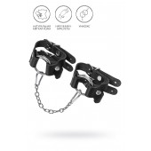 Черные кожаные наручники-браслеты из двух ремешков - Pecado - купить с доставкой в Вологде