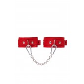 Красные кожаные узкие оковы со скруглёнными углами - Pecado - купить с доставкой в Вологде