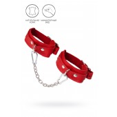 Красные кожаные узкие оковы со скруглёнными углами - Pecado - купить с доставкой в Вологде