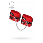 Красно-черные мягкие оковы с двумя ремешками с люверсами - Pecado - купить с доставкой в Вологде