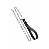 Поводок с ручкой из черной натуральной кожи и карабином для ошейника - Pecado - купить с доставкой в Вологде