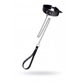 Кожаный двухслойный ошейник с красной строчкой и поводком - Pecado - купить с доставкой в Вологде