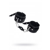 Черные двухслойные наручники с белой строчкой - Pecado - купить с доставкой в Вологде
