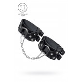 Черные кожаные оковы с двумя ремешками - Pecado - купить с доставкой в Вологде