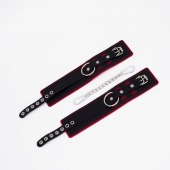 Черно-красные оковы с красной строчкой Sex - Crazy Handmade - купить с доставкой в Вологде