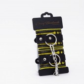 Черно-желтые кожаные наручники с жёлтой строчкой - Crazy Handmade - купить с доставкой в Вологде