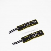 Черно-желтые кожаные наручники с жёлтой строчкой - Crazy Handmade - купить с доставкой в Вологде