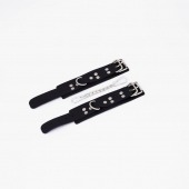 Черные кожаные наручники с регулируемыми ремешками - Crazy Handmade - купить с доставкой в Вологде