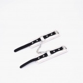 Бело-красные кожаные наручники - Crazy Handmade - купить с доставкой в Вологде