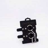 Черные кожаные оковы с кольцом - Crazy Handmade - купить с доставкой в Вологде