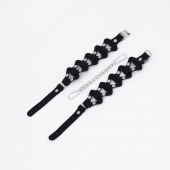 Черные кожаные наручники из звеньев - Crazy Handmade - купить с доставкой в Вологде