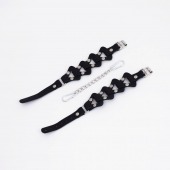 Черные кожаные оковы из звеньев - Crazy Handmade - купить с доставкой в Вологде