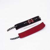 Черные кожаные оковы с красным декором и строчкой - Crazy Handmade - купить с доставкой в Вологде