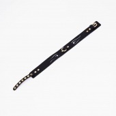 Черный кожаный ошейник с золотистой фурнитурой - Crazy Handmade - купить с доставкой в Вологде