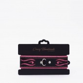 Черно-розовый кожаный ошейник с розовой строчкой - Crazy Handmade - купить с доставкой в Вологде