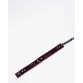 Черно-розовый кожаный ошейник с розовой строчкой - Crazy Handmade - купить с доставкой в Вологде