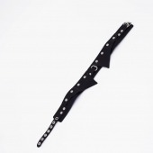 Черный однослойный кожаный ошейник с имитацией воротничка - Crazy Handmade - купить с доставкой в Вологде