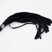 Черный кожаный флоггер со стальной ручкой - 45 см. - Crazy Handmade - купить с доставкой в Вологде