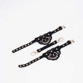 Черные оковы с золотистой фурнитурой - Crazy Handmade - купить с доставкой в Вологде