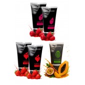 Набор из 5 съедобных лубрикантов JUJU (клубника х 2, малина х 2, тропические фрукты) - JuJu - купить с доставкой в Вологде