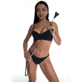 Стек с черным кожаным наконечником в виде сердца и металлической ручкой - 67 см. - Crazy Handmade - купить с доставкой в Вологде