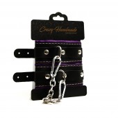 Черно-фиолетовые скругленные наручники с мягкой подкладкой - Crazy Handmade - купить с доставкой в Вологде
