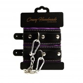 Черно-фиолетовые скругленные наручники с мягкой подкладкой - Crazy Handmade - купить с доставкой в Вологде