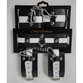 Набор фиксаторов из черной и белой натуральной кожи - Crazy Handmade - купить с доставкой в Вологде