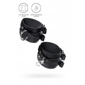 Черные кожаные оковы с двумя перекрёстными ремешками - Pecado - купить с доставкой в Вологде