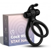 Черное эрекционное виброкольцо с подхватом мошонки Stay Hard - Boys of Toys - в Вологде купить с доставкой