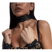 Черный ажурный чокер с золотистой фурнитурой - Crazy Handmade - купить с доставкой в Вологде