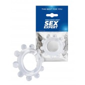 Прозрачное эрекционное кольцо со стимулирующими шариками - Sex Expert - в Вологде купить с доставкой