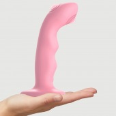 Розовая насадка-стимулятор Strap-On-Me Tapping Dildo Wave - Strap-on-me - купить с доставкой в Вологде