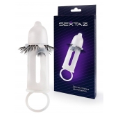 Эластичная насадка на пенис с подхватом мошонки и стимулирующими «ресничками» - Sextaz - в Вологде купить с доставкой