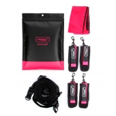 Черно-розовый эротический набор: фиксатор, оковы, наручники, повязка - Erokay - купить с доставкой в Вологде