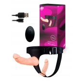 Женский страпон с 2 насадками, вибрацией и пультом ДУ - Erowoman-Eroman - купить с доставкой в Вологде