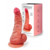 Телесный силиконовый фаллоимитатор на присоске - 24 см. - Erowoman-Eroman