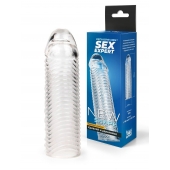 Прозрачная закрытая насадка на пенис с ребрышками - 16 см. - Sex Expert - в Вологде купить с доставкой
