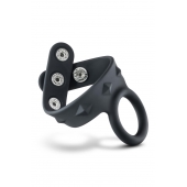 Черное эрекционное кольцо с подхватом мошонки на кнопках VS6 - Blush Novelties - в Вологде купить с доставкой