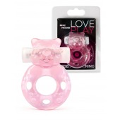 Розовое эрекционное виброкольцо в форме мишки - 1137 - в Вологде купить с доставкой