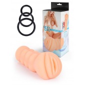Телесный мастурбатор-вагина с эрекционными кольцами в комплекте - Sexy Girl - в Вологде купить с доставкой