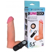 Фаллическая насадка Харнесс UNICOCK 5,5  с вибрацией - 17 см. - LOVETOY (А-Полимер) - купить с доставкой в Вологде