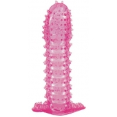 Гелевая розовая насадка с шипами - 12 см. - Toyfa Basic - в Вологде купить с доставкой