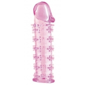Гелевая розовая насадка на фаллос с шипами - 12 см. - Toyfa Basic - в Вологде купить с доставкой
