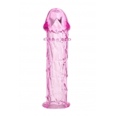 Гладкая розовая насадка с усиками под головкой - 12,5 см. - Toyfa Basic - в Вологде купить с доставкой